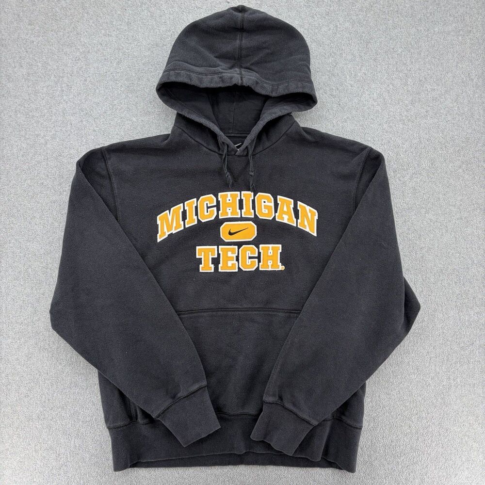 Nike Michigan Tech Huskies Hoodie Mens XL Black Gold College Pullover Sweatshirt